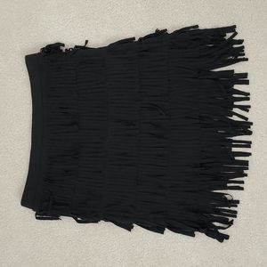 Black fringe mini skirt
